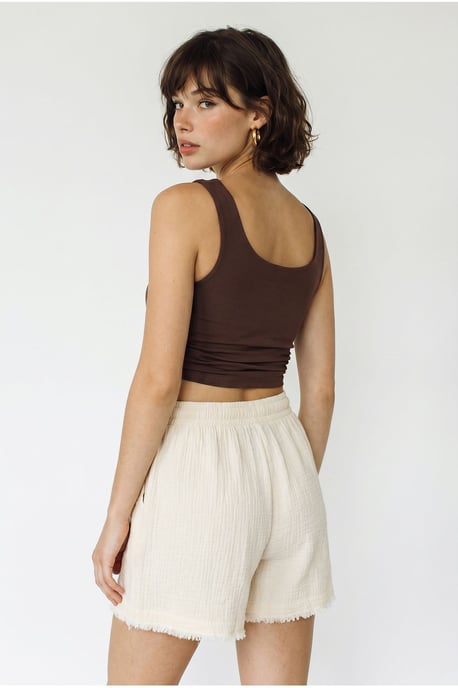 Hochgeschnittene Weitbeinige Baumwollshorts - Image 5