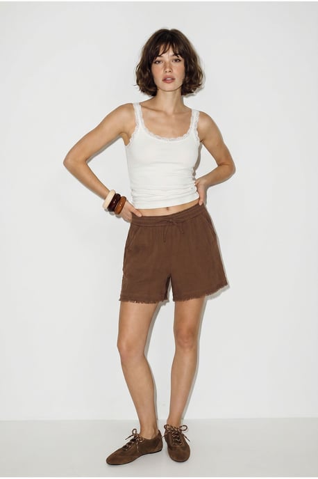 Hochgeschnittene Weitbeinige Baumwollshorts - Image 4