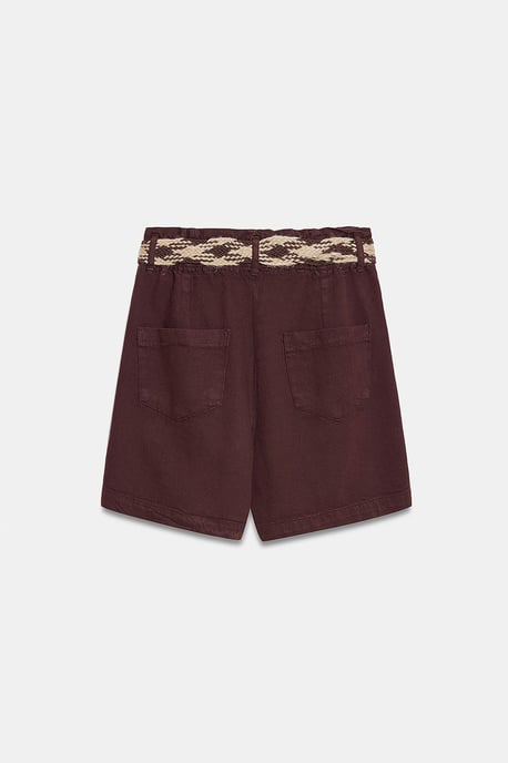 Hochgradige Weitbeinige Popeline-Shorts mit Gürtel - Image 6