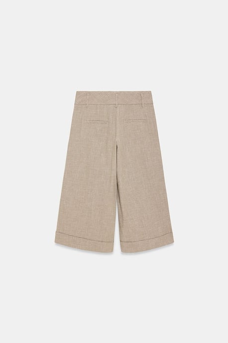 Hochtaillierte Plissierte Weitbeinige Capri-Shorts - Image 6