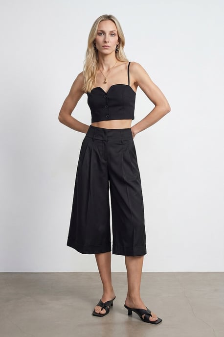 Hochtaillierte weite Crepe-Culottes - Image 4
