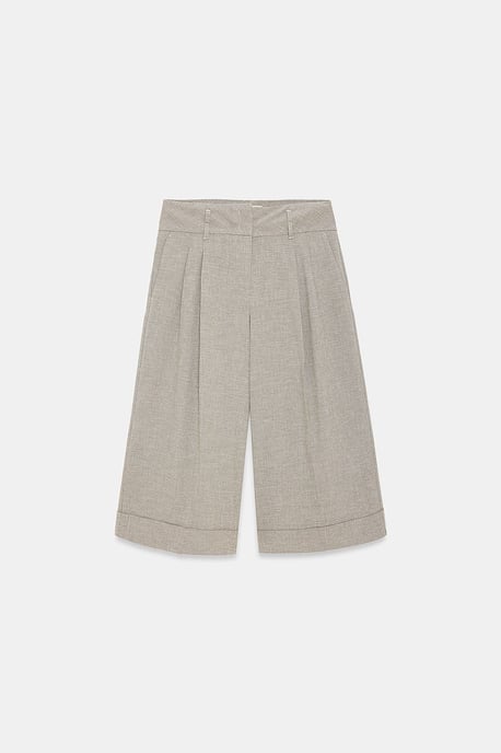 Hochtaillierte Plissierte Weitbeinige Capri-Shorts - Image 5