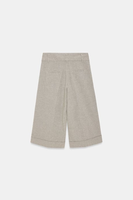 Hochtaillierte Plissierte Weitbeinige Capri-Shorts - Image 6