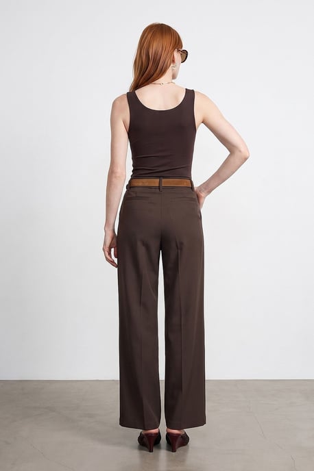 Hose aus Krepp mit weitem Bein und Gürtel - Image 2