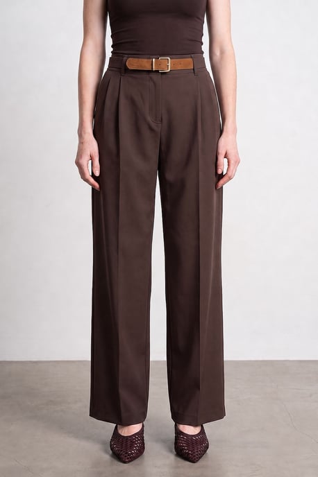 Hose aus Krepp mit weitem Bein und Gürtel - Image 3