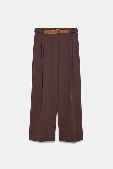 Hose aus Krepp mit weitem Bein und Gürtel - Image 5