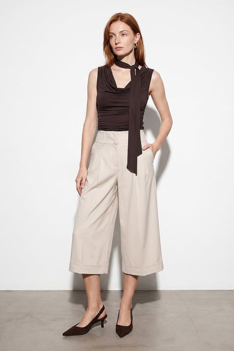 Hochtaillierte weit geschnittene Crepe-Culottes - Image 1