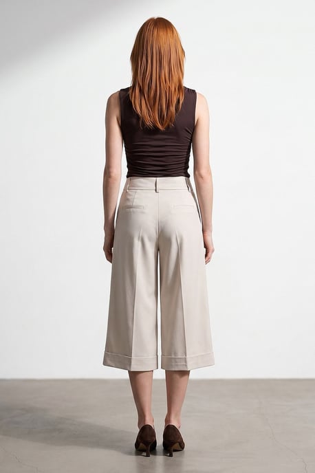 Hochtaillierte weit geschnittene Crepe-Culottes - Image 2