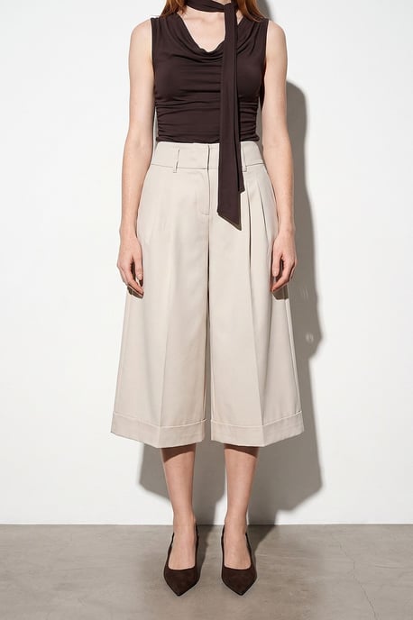 Hochtaillierte weit geschnittene Crepe-Culottes - Image 3