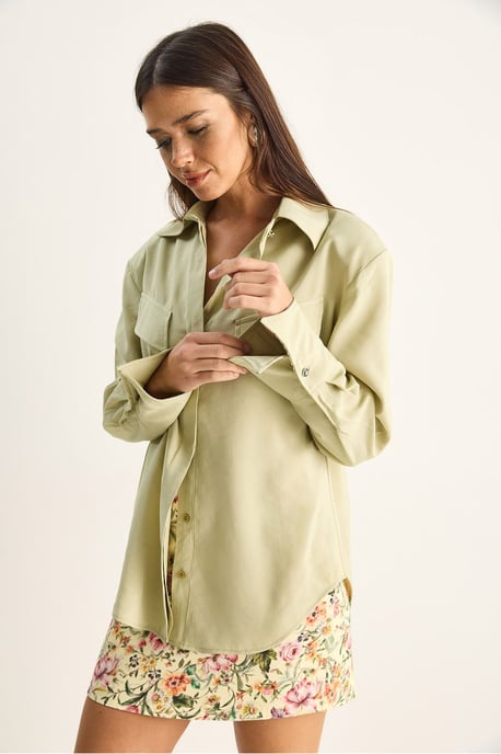 Damen Regular-Fit Woven Crepe Hemd - Image 3