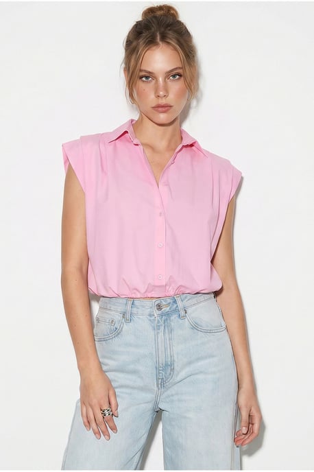 Damen ärmelloses gekürztes Popeline-Shirt - Image 4