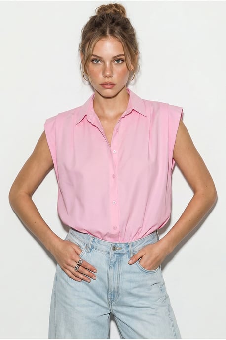 Damen ärmelloses gekürztes Popeline-Shirt - Image 6