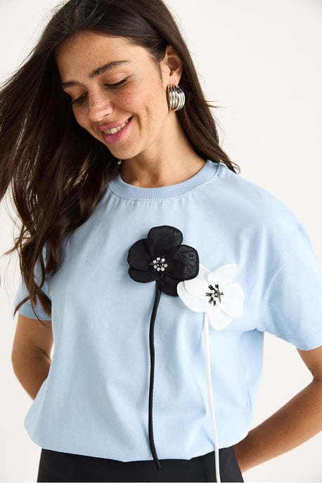 Blumenmuster Kurzarm-T-Shirt - Image 4