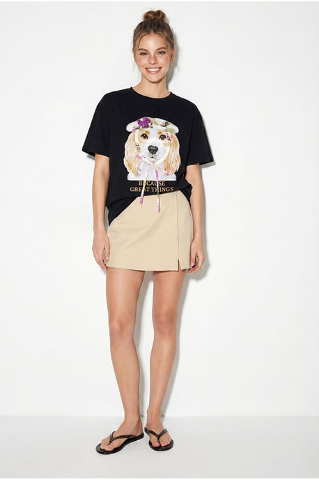 Paillettenbedrucktes Rundhalsausschnitt T-Shirt - Image 2