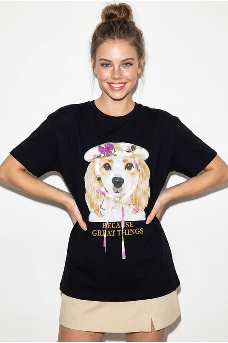 Paillettenbedrucktes Rundhalsausschnitt T-Shirt - Image 4