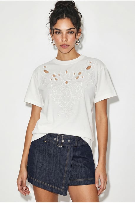 Besticktes Baumwoll Crew-Neck T-Shirt - Image 2