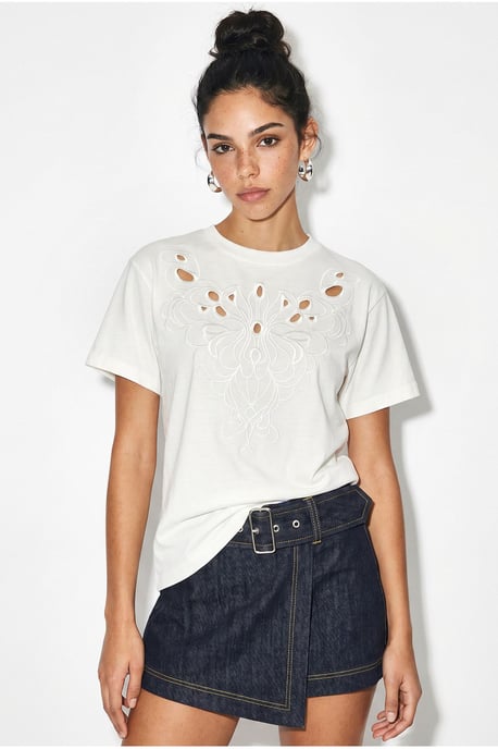 Besticktes Baumwoll Crew-Neck T-Shirt - Image 3