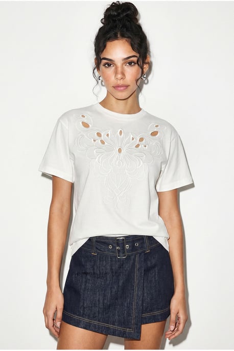 Besticktes Baumwoll Crew-Neck T-Shirt - Image 4
