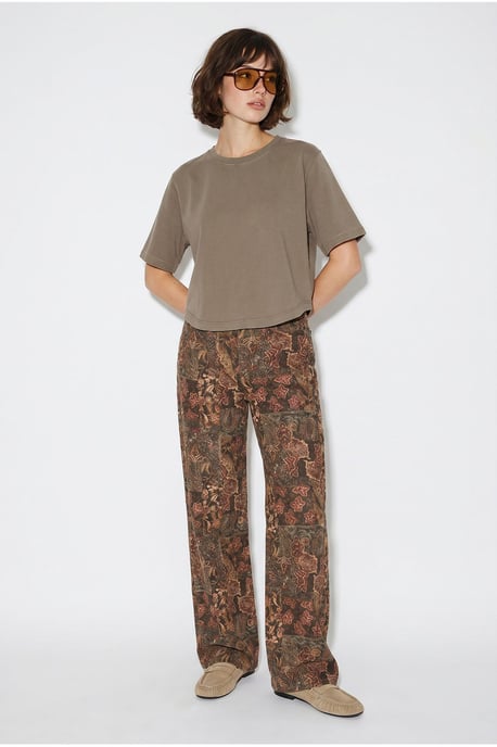 Hochtaillierte Paisley-Print Jeans mit geradem Bein - Image 2
