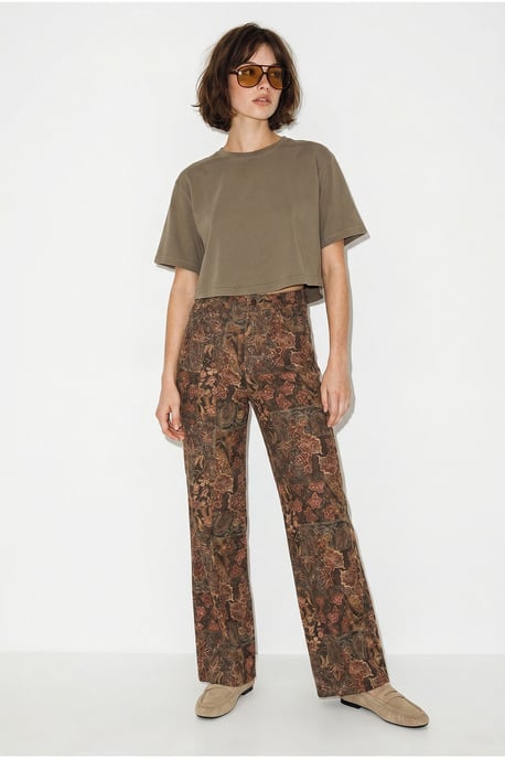 Hochtaillierte Paisley-Print Jeans mit geradem Bein - Image 4