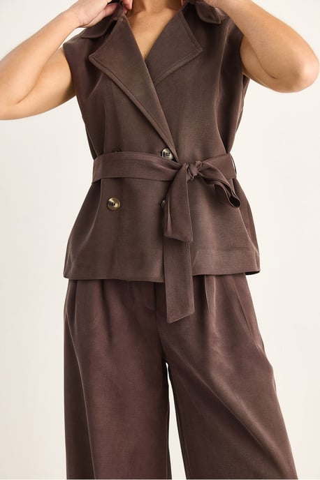 Hochtailliertes Weites Bein Co-Ord Set mit Schalkragen - Image 6
