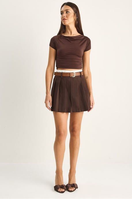 Hohe Taille Mini-Skorts mit Gürtel - Image 1