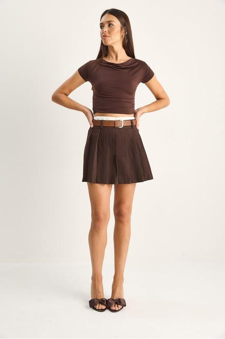 Hohe Taille Mini-Skorts mit Gürtel - Image 2