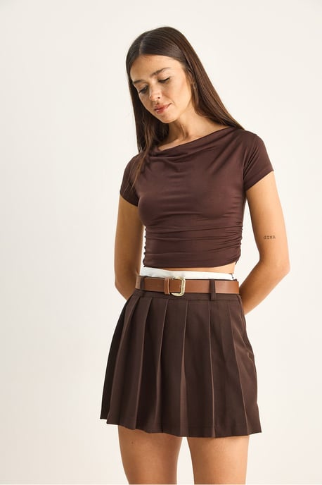 Hohe Taille Mini-Skorts mit Gürtel - Image 3