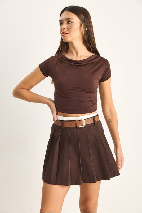 Hohe Taille Mini-Skorts mit Gürtel - Image 4