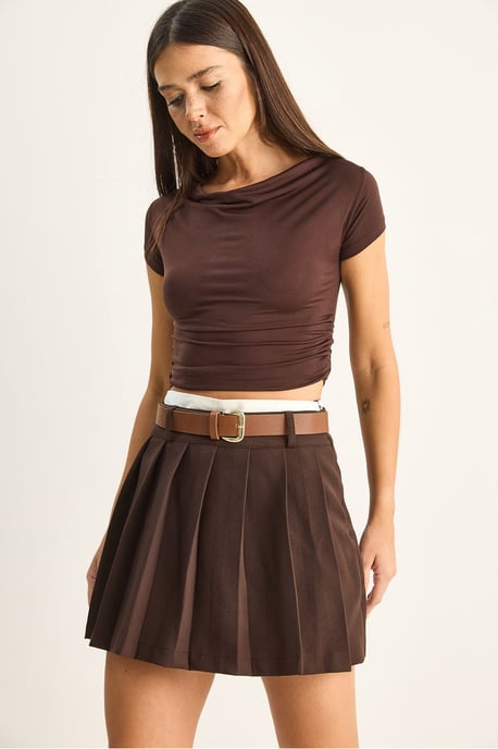 Hohe Taille Mini-Skorts mit Gürtel - Image 5
