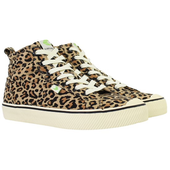 Cariuma OCA High Streifen Leopard Druck Unisex Braun Plismolls - Image 2