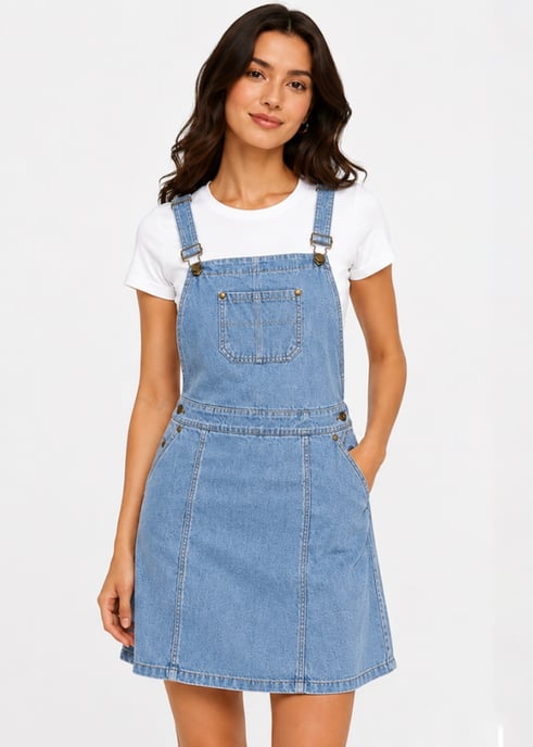 Hellblaues Latzkleid aus Denim - Image 1