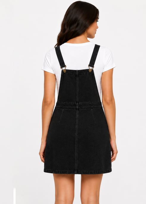 Schwarzes Latzkleid aus Suedette - Image 2
