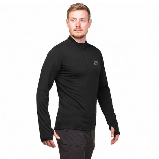 Herren Langarm-Fleece-Halbzip-Topp mit Daumenlöchern für Wanderungen im Freien - Image 4