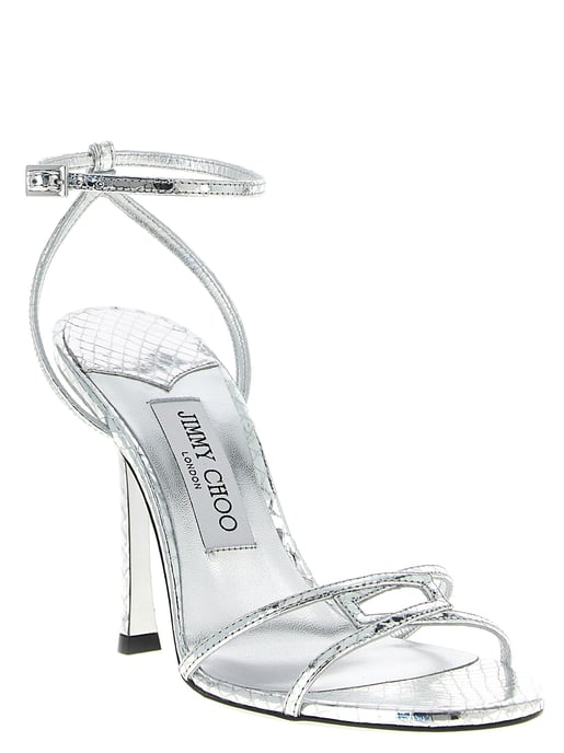 Jimmy Choo Silberne Leder Stiletto-Absatzsandalen - Image 2