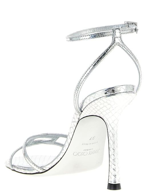 Jimmy Choo Silberne Leder Stiletto-Absatzsandalen - Image 3