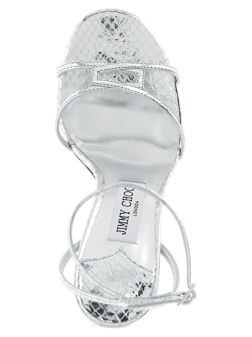 Jimmy Choo Silberne Leder Stiletto-Absatzsandalen - Image 4