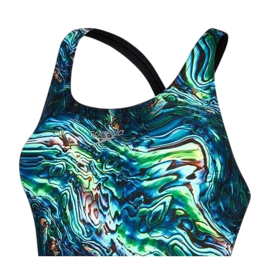 Speedo - "Placement Digital" Badeanzug für Damen (Schwarz/Blau) - Image 3