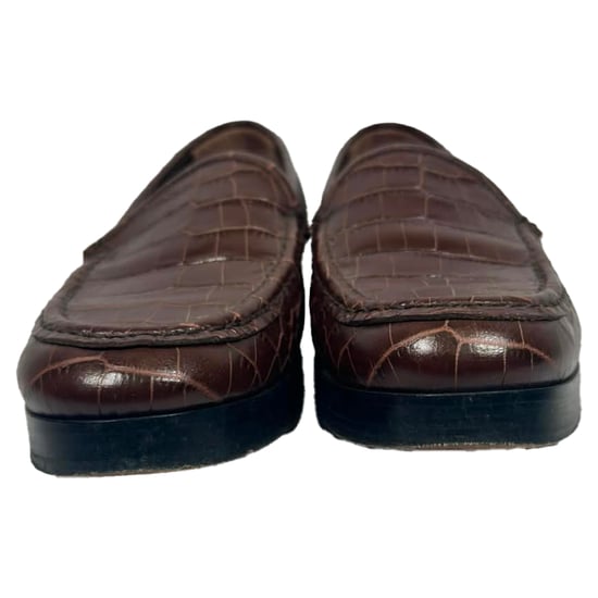 Manolo Blahnik Ralone Krokodil-Präge Slipper aus braunem Leder - Image 3