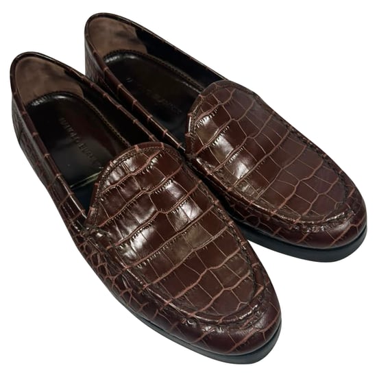 Manolo Blahnik Ralone Krokodil-Präge Slipper aus braunem Leder - Image 6