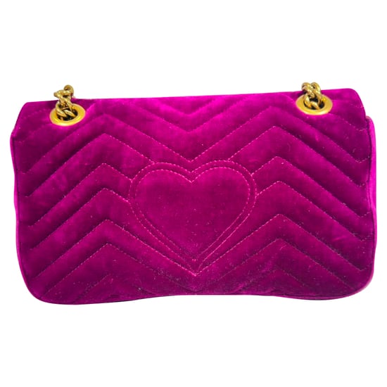 Gucci GG Marmont Small Metalasse Schultertasche aus violettem Samt - Image 4