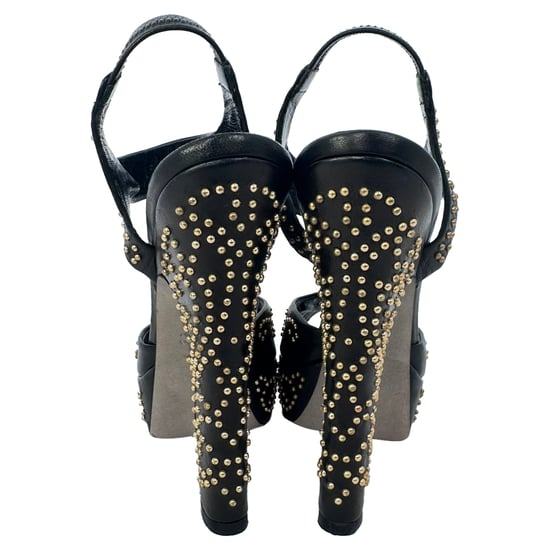 Sergio Rossi Plateau-Sandalen mit Knöchelriemen und Nieten aus schwarzem Leder - Image 6