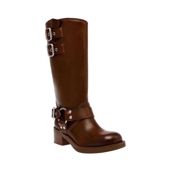 Steve Madden - "Eastern" Motorrad-Stiefel für Damen, Leder, mit Schnalle (Braun) - Image 3