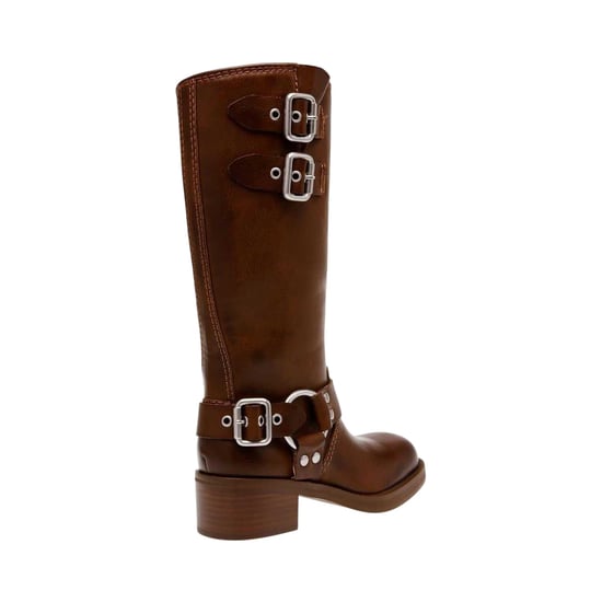 Steve Madden - "Eastern" Motorrad-Stiefel für Damen, Leder, mit Schnalle (Braun) - Image 4