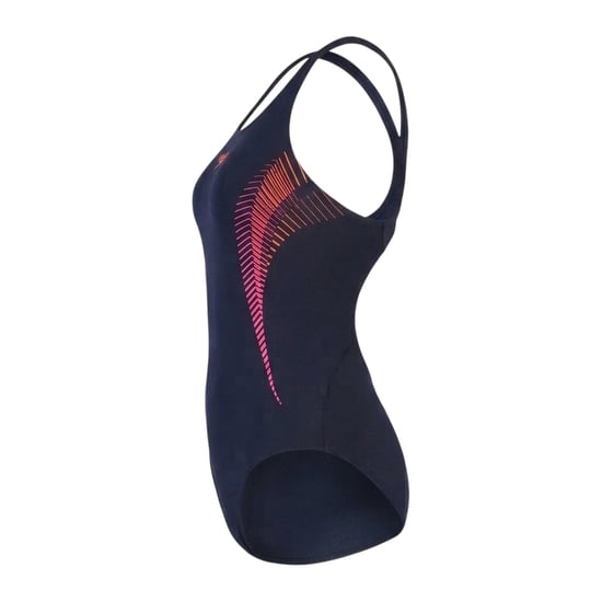 Speedo - "Placement" Badeanzug für Damen, Halboffener Rücken (Marine/Pink) - Image 2
