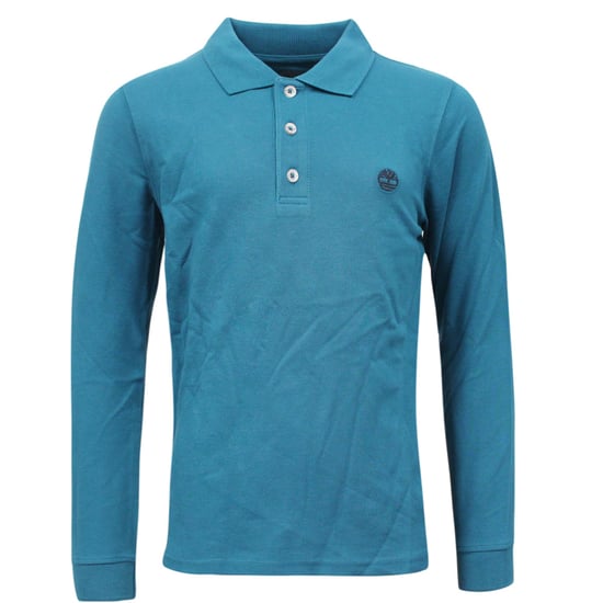 Timberland Langarm-Kinder Jungen Baumwoll-Polo-Shirts Oberteil Teal - Image 1