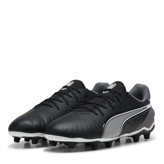 Puma - "King Match" Fußballschuhe mit festem Boden für Kinder (Schwarz/Weiß) - Image 1