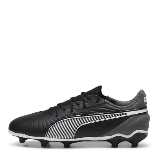 Puma - "King Match" Fußballschuhe mit festem Boden für Kinder (Schwarz/Weiß) - Image 2