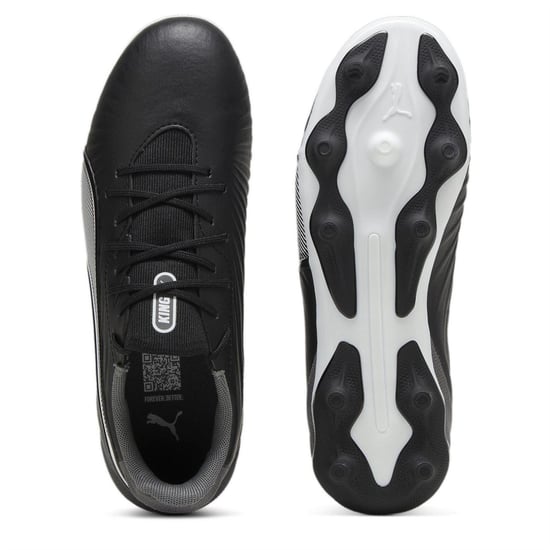Puma - "King Match" Fußballschuhe mit festem Boden für Kinder (Schwarz/Weiß) - Image 3