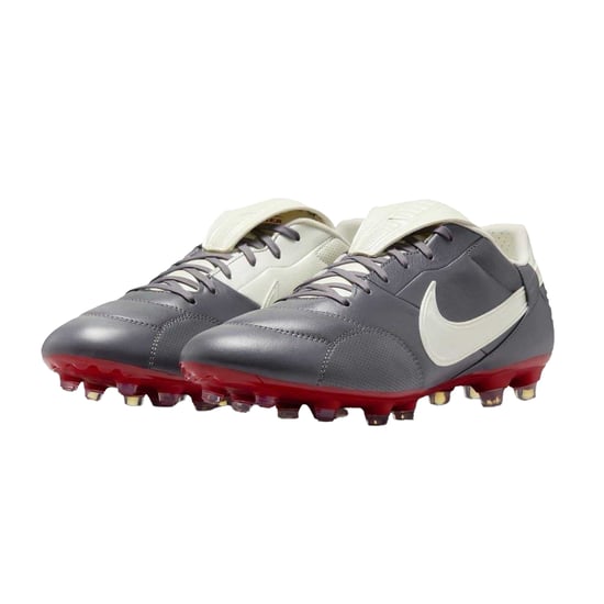 Nike - "Premier 3" Klassisch Fußballschuhe mit festem Boden für Herren, Leder (Grau/Rot) - Image 5